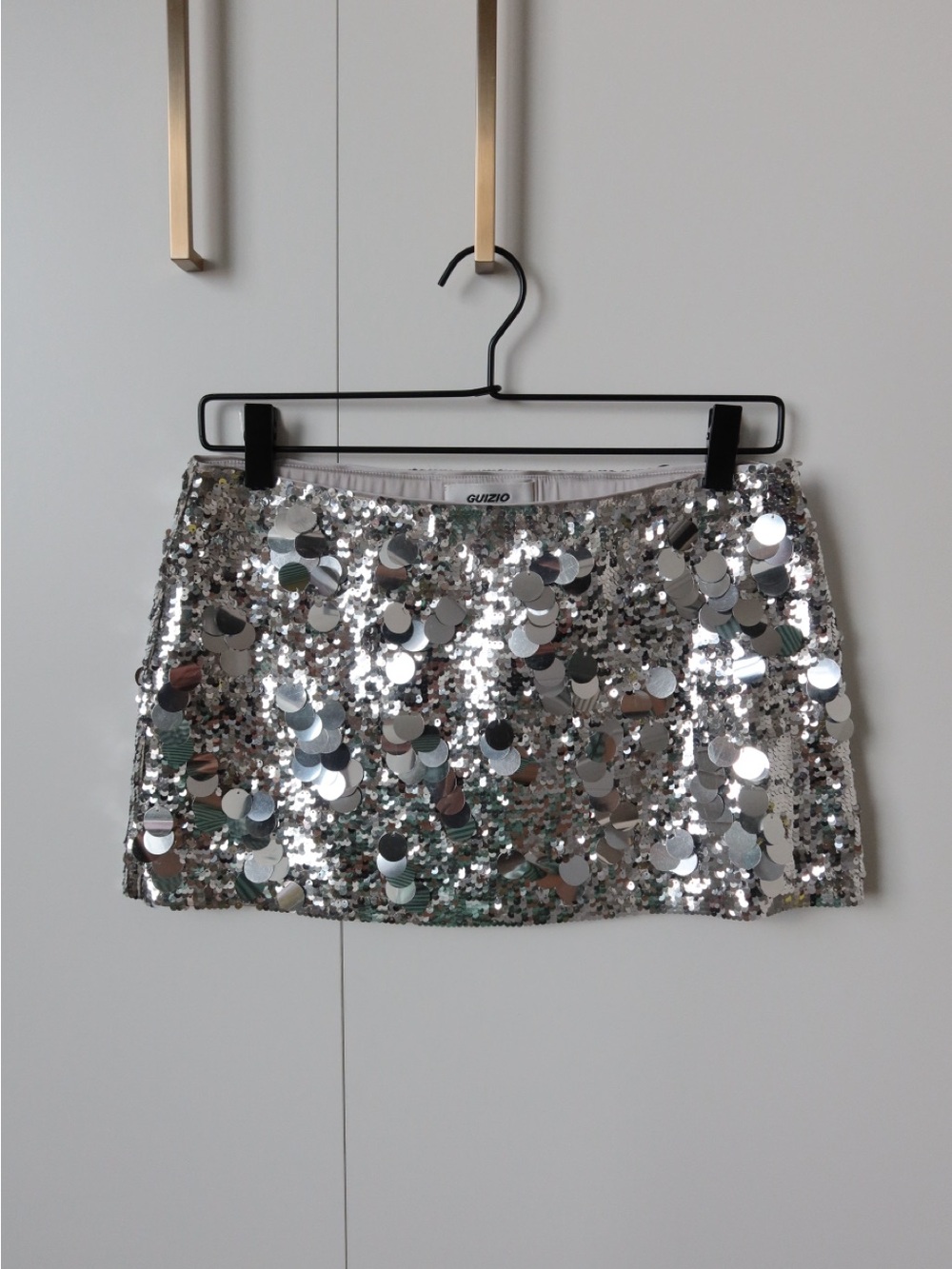 GUIZIO Low-Rise Paillette Skirt